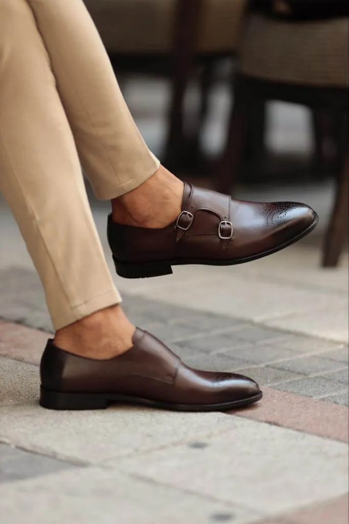 Albina Monk Strap Brown Shoe