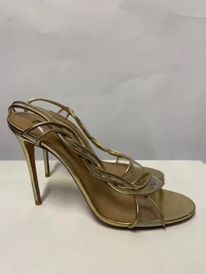 Aquazzura Gold and Clear PVC Open Toe Stiletto Heels 4