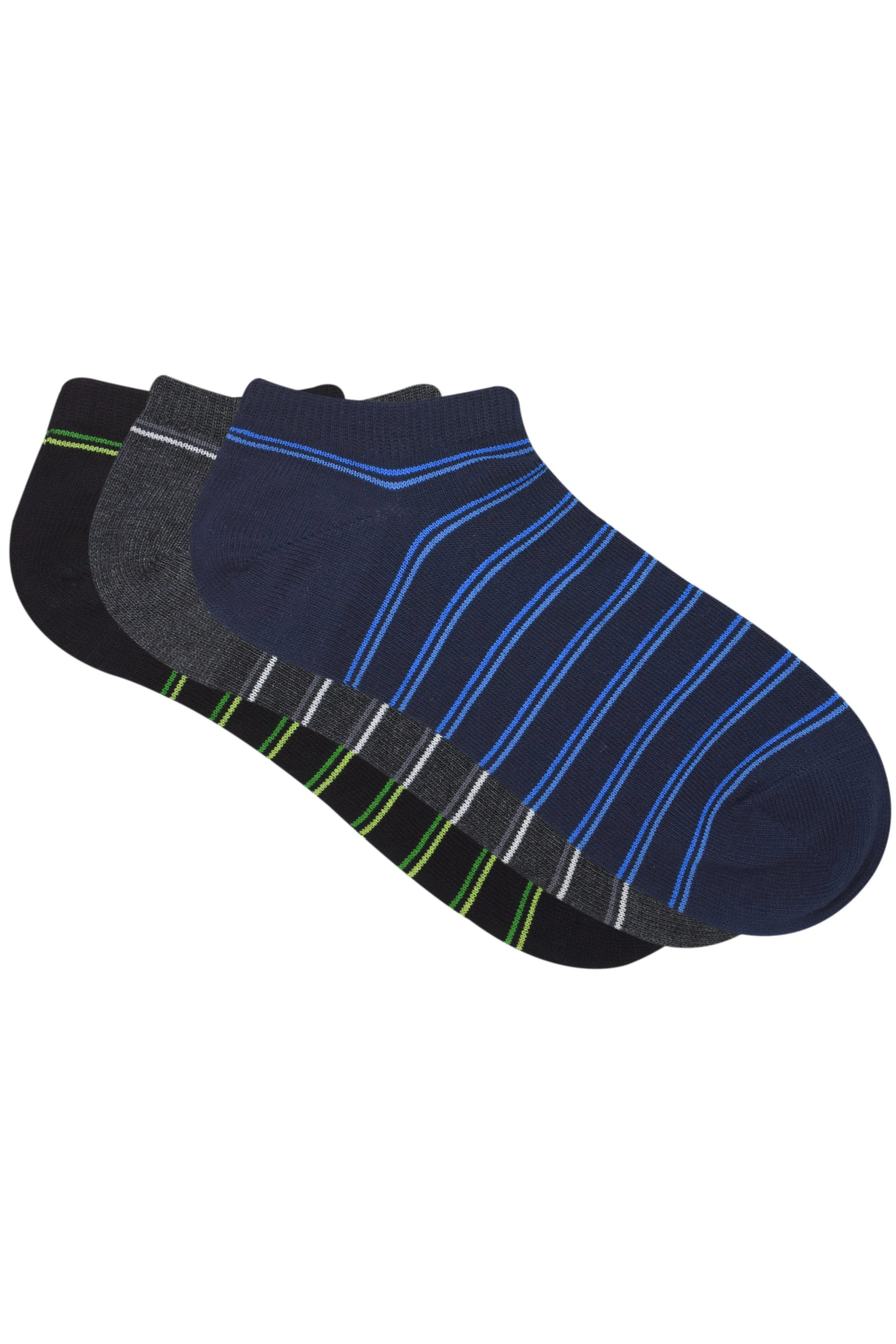 Balenzia Men' s Striped Low Cut Socks-(Pack of 3 Pairs/1U)