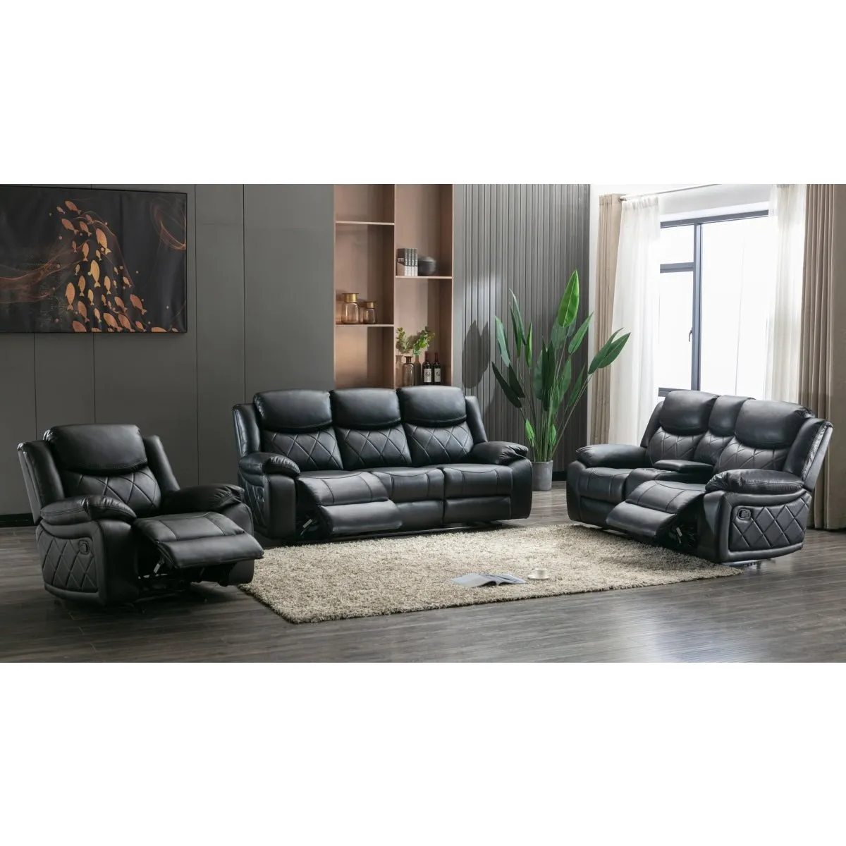 Bartholomew Black Reclining Loveseat