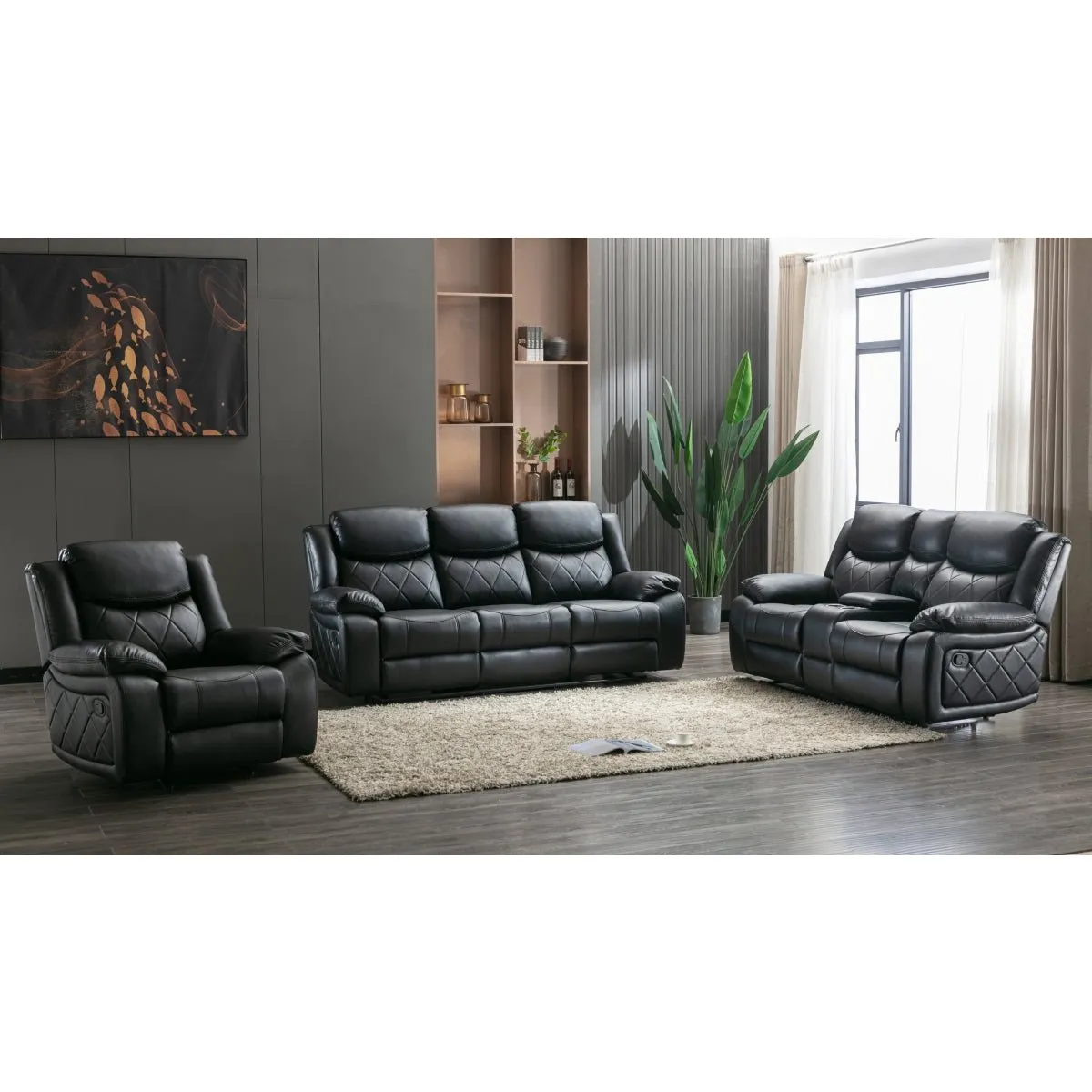 Bartholomew Black Reclining Loveseat