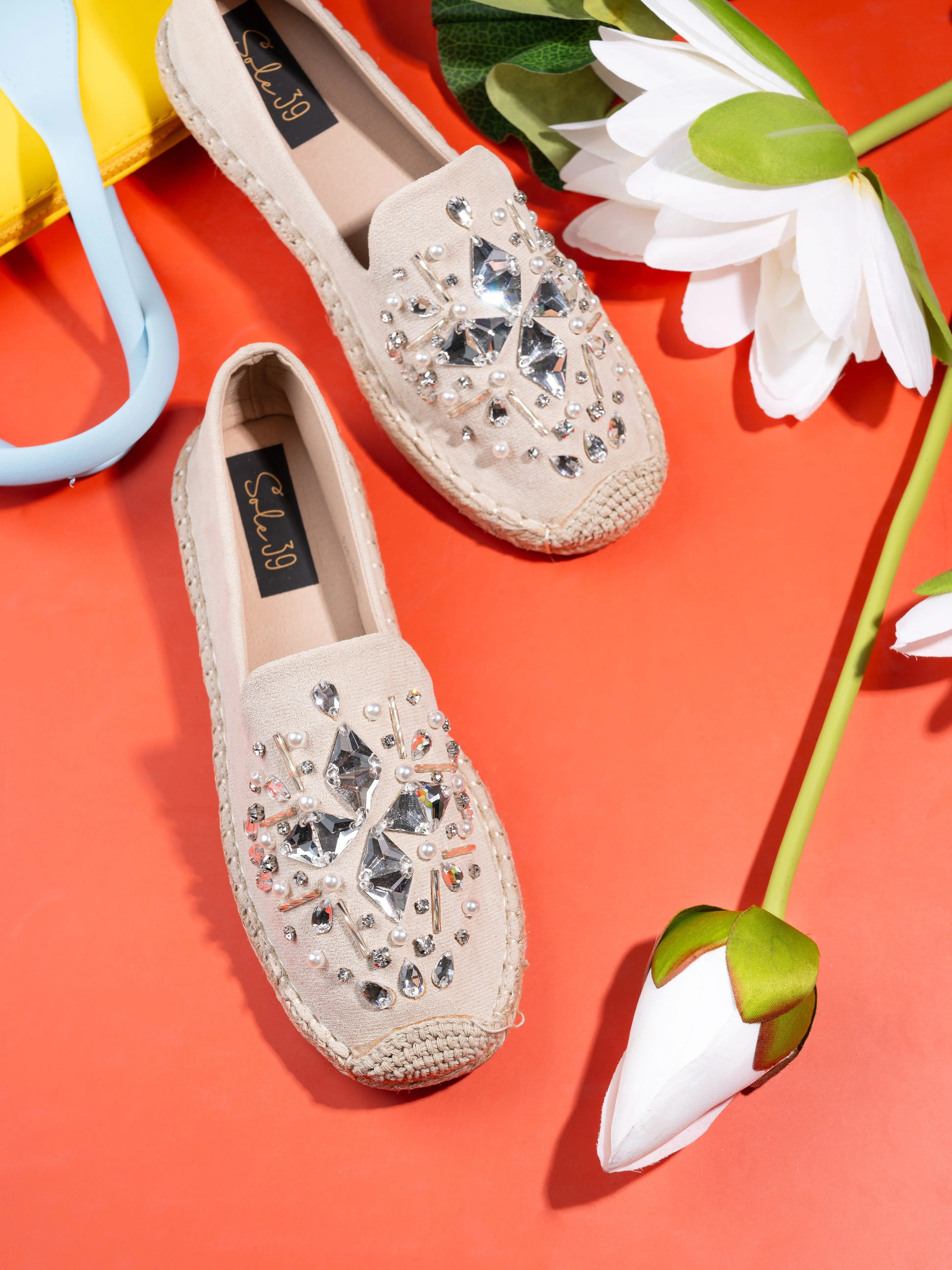 Beige Suede Espadrilles