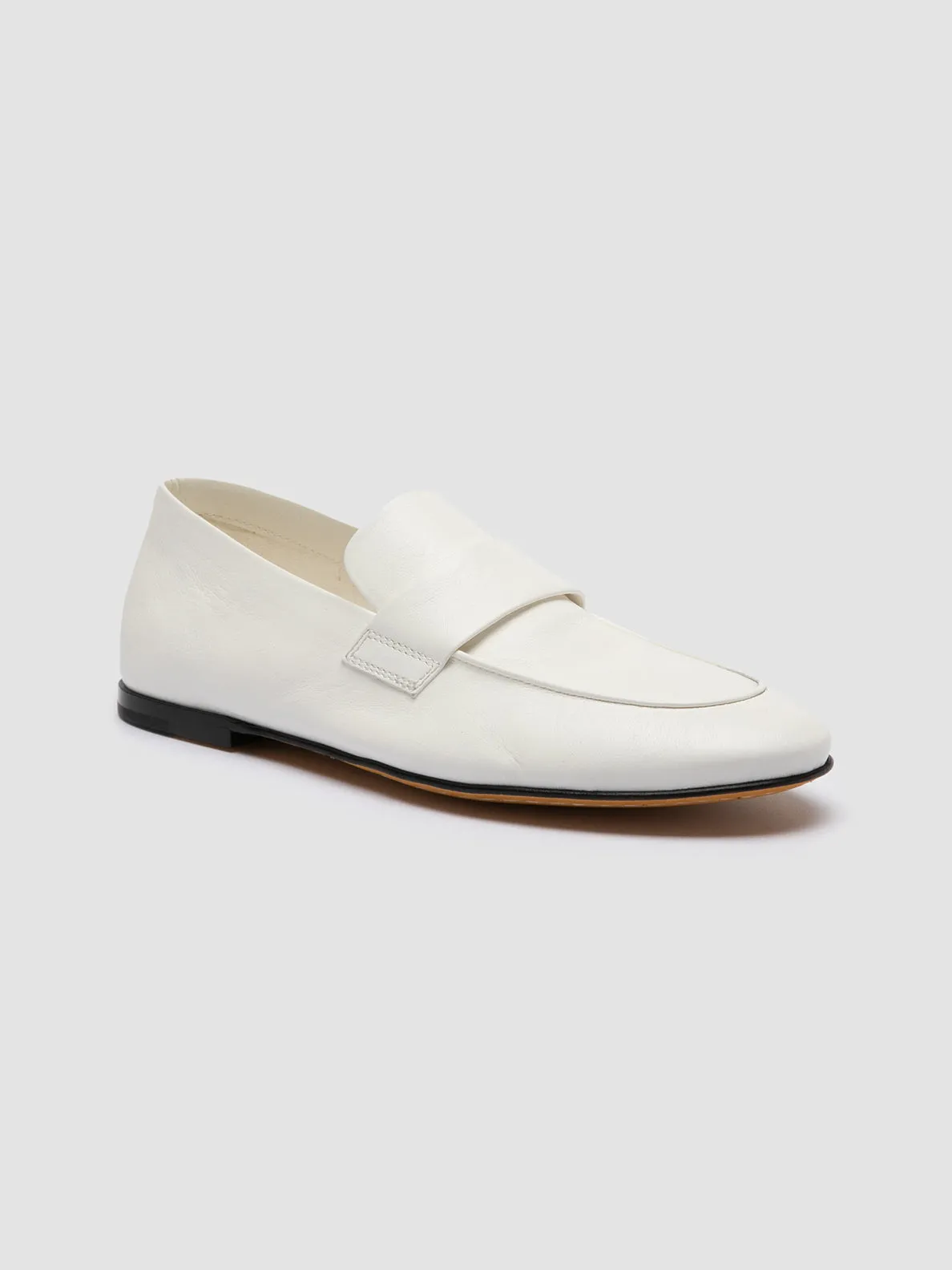 BLAIR 001 - White Leather Loafers