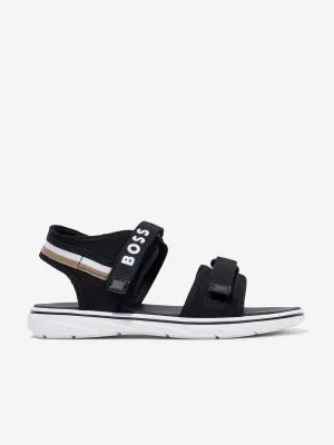 BOSS Boys Logo Strap Sandals In Black