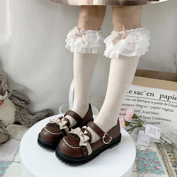 Bowknot Heart Bear Platform Lolita Mary Janes Shoes