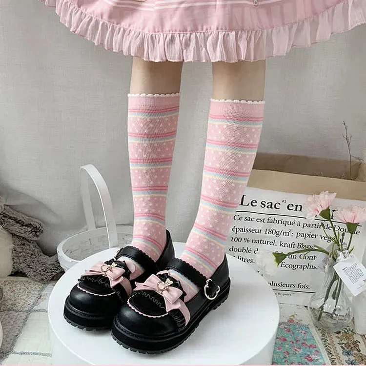 Bowknot Heart Bear Platform Lolita Mary Janes Shoes