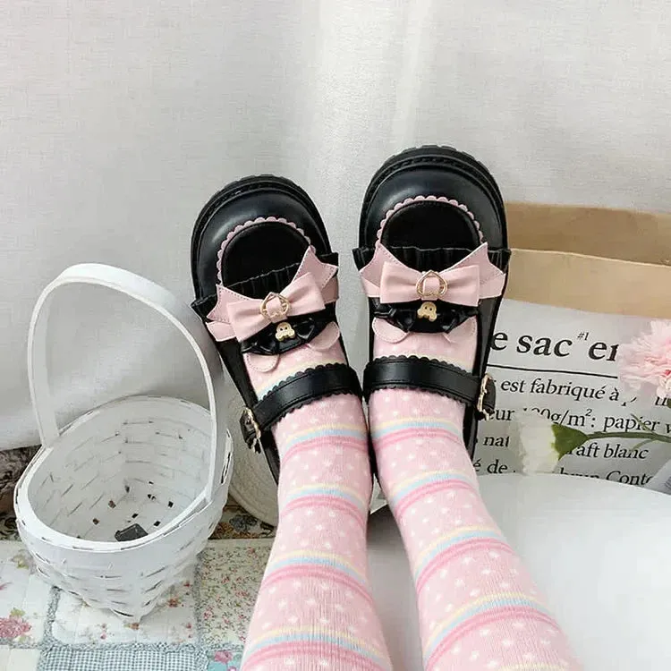 Bowknot Heart Bear Platform Lolita Mary Janes Shoes