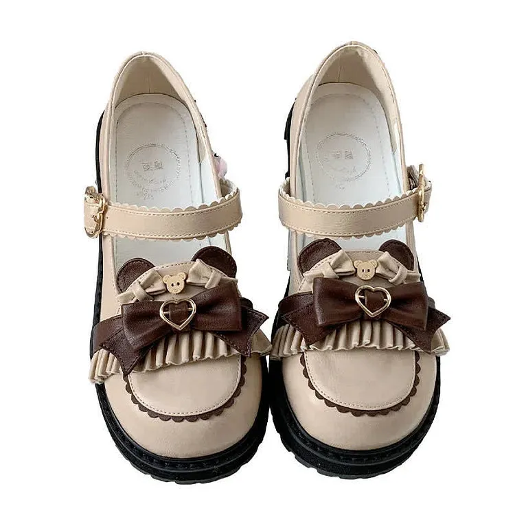 Bowknot Heart Bear Platform Lolita Mary Janes Shoes