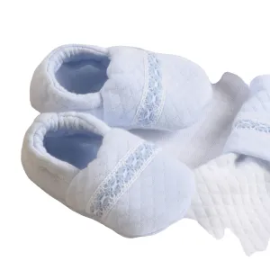 Boys Blue Quilted Cotton Booties