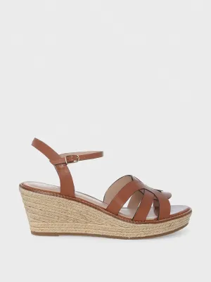 Brown leather espadrilles