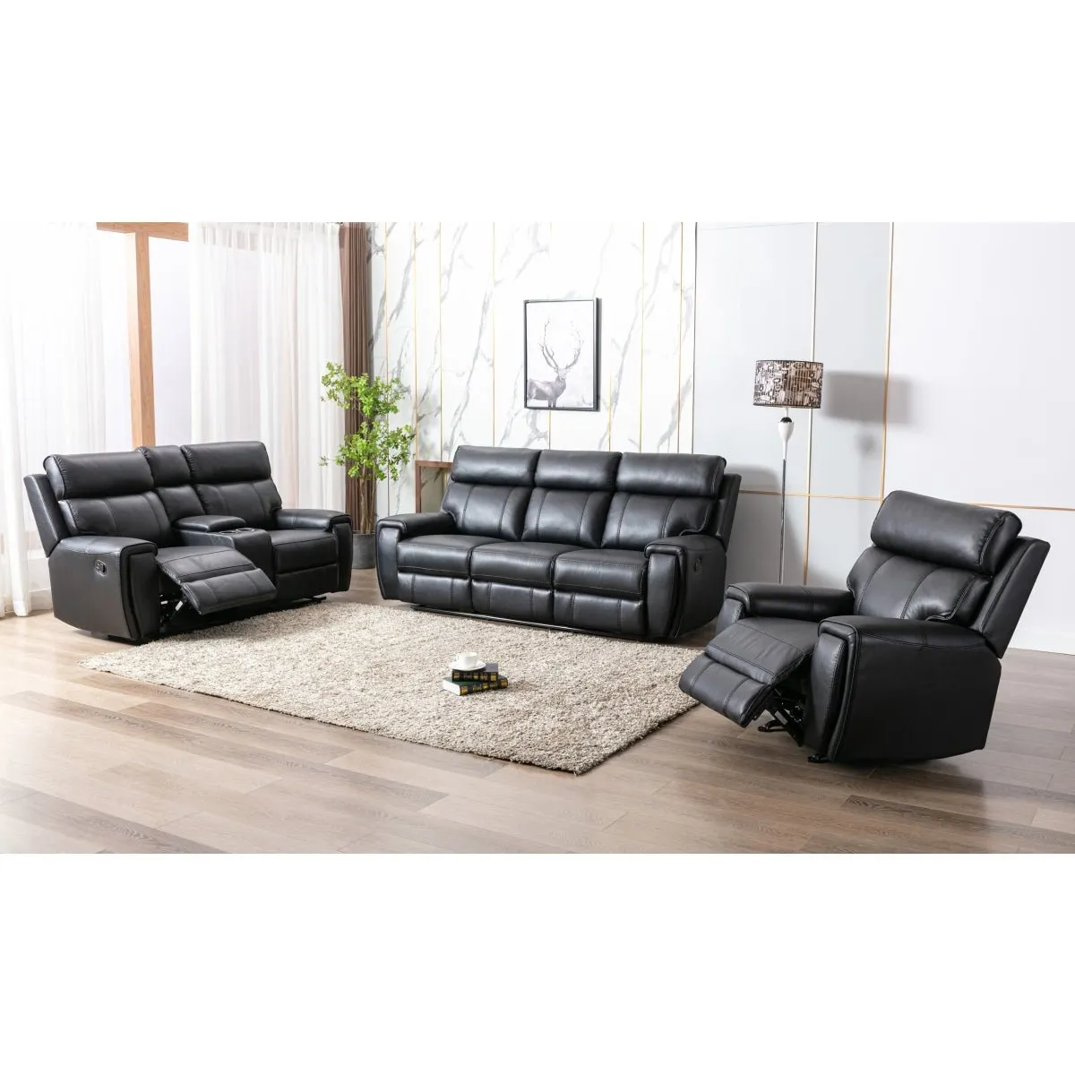 Carnegie Black Reclining Set