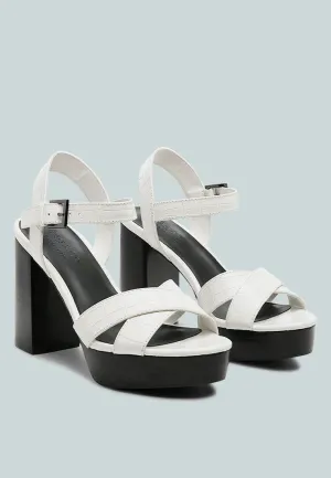 CHYPRE High Heeled Block Sandal In White