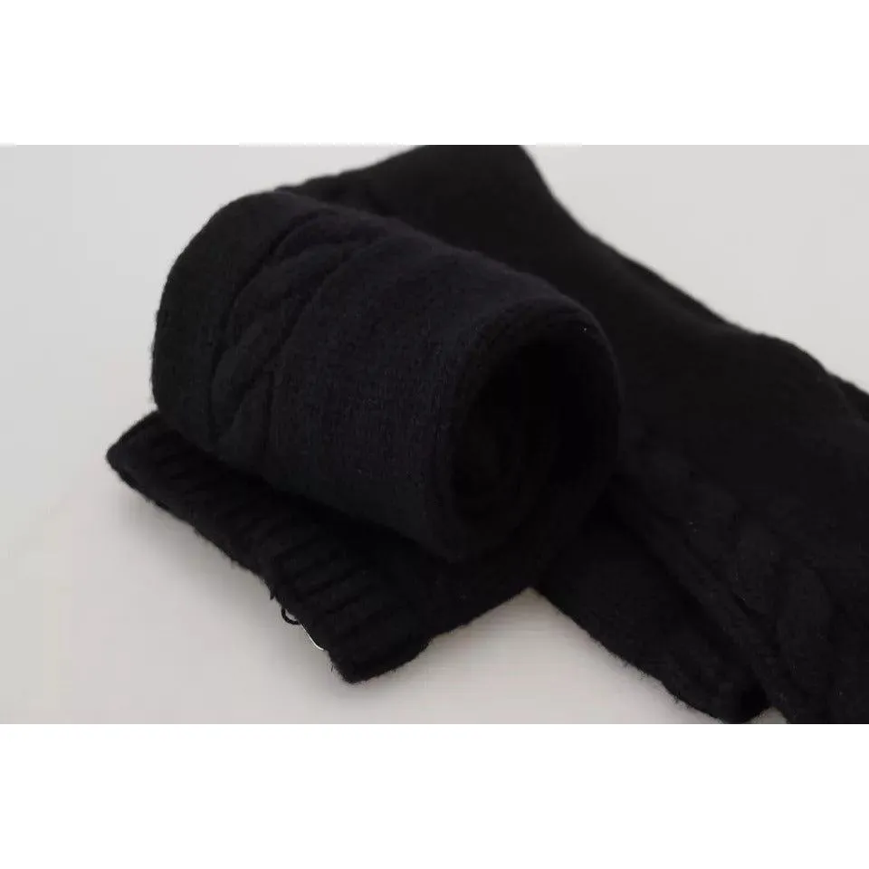 Dolce & Gabbana Black Wool Knit Calf Long Women Accessory Socks