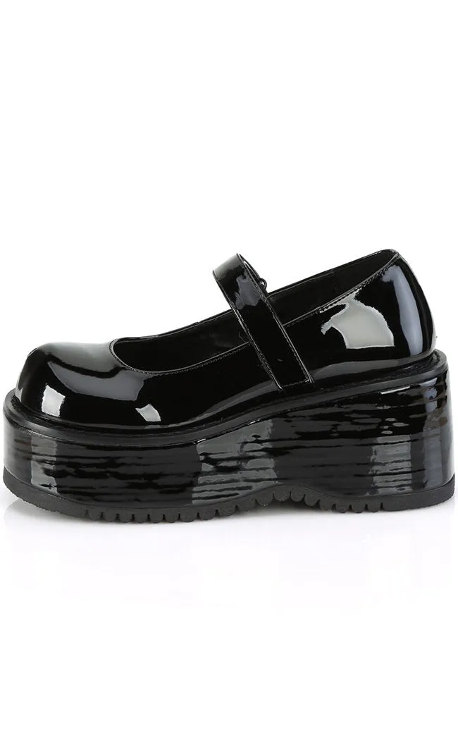 DOLLIE-01 Chunky Black Patent Mary Janes (Au Stock)