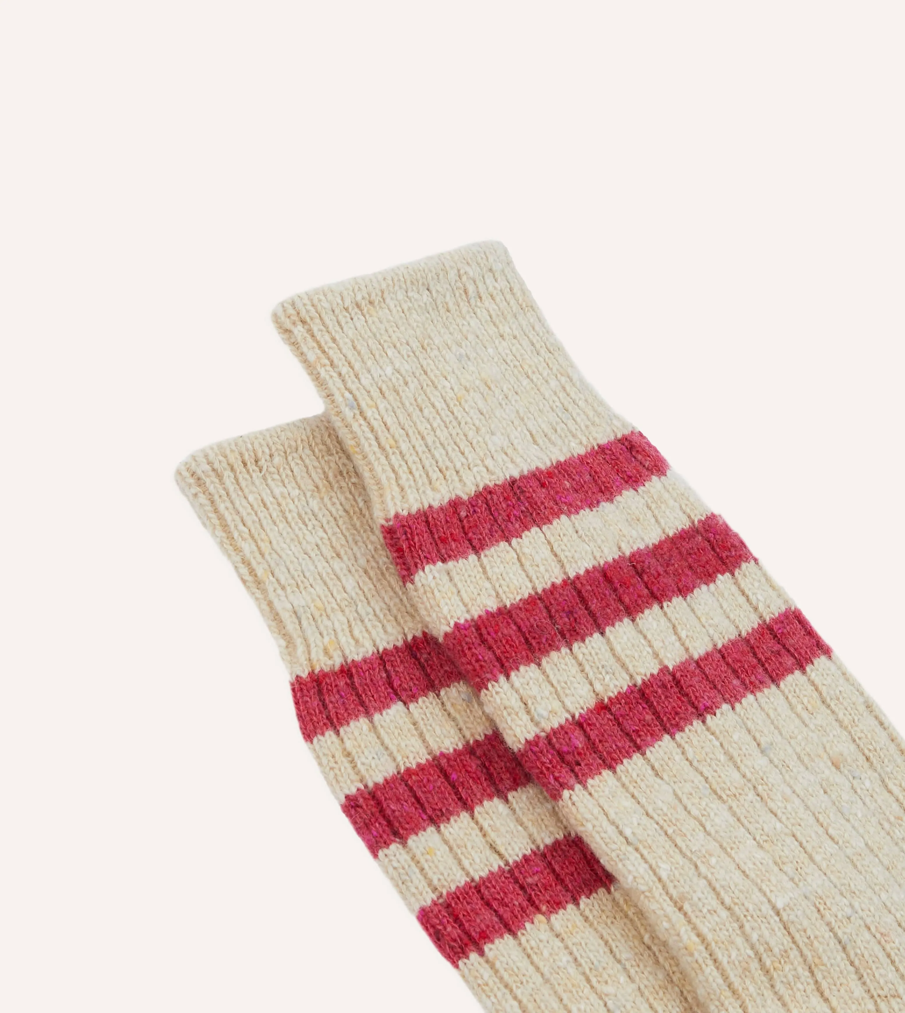 Ecru Striped Donegal Wool Socks