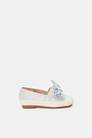 Girls Silver Bow Espadrilles