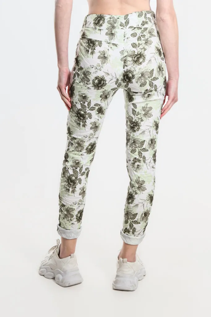 Izzy Floral Leaves Featherweight Pant (PL712F)