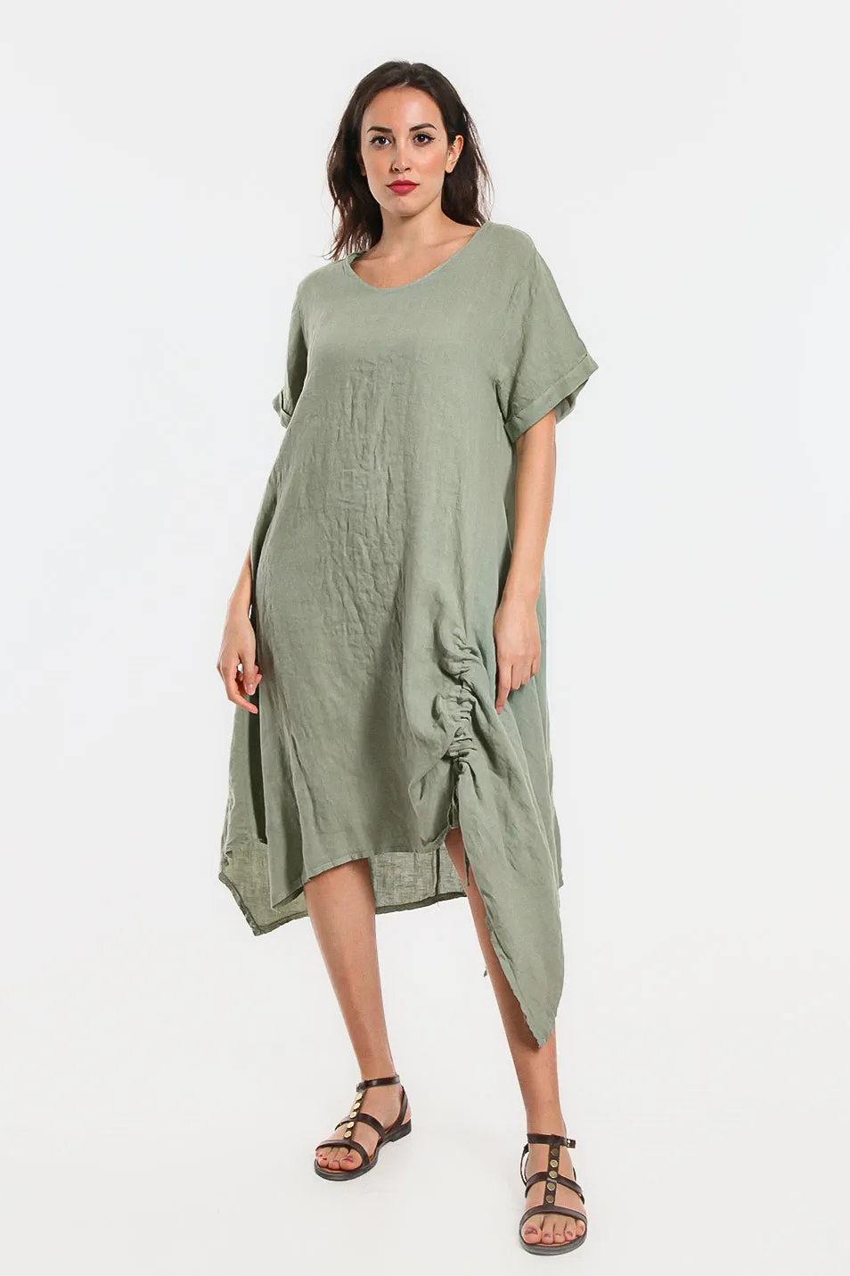 Jayde Drawstring Linen Dress - FINAL SALE