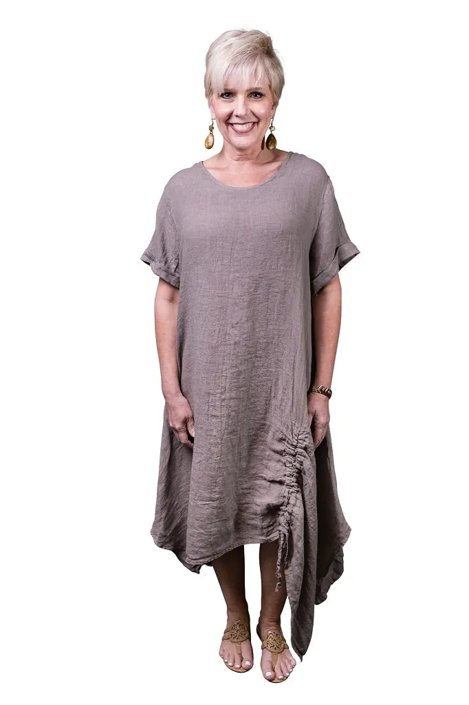 Jayde Drawstring Linen Dress - FINAL SALE