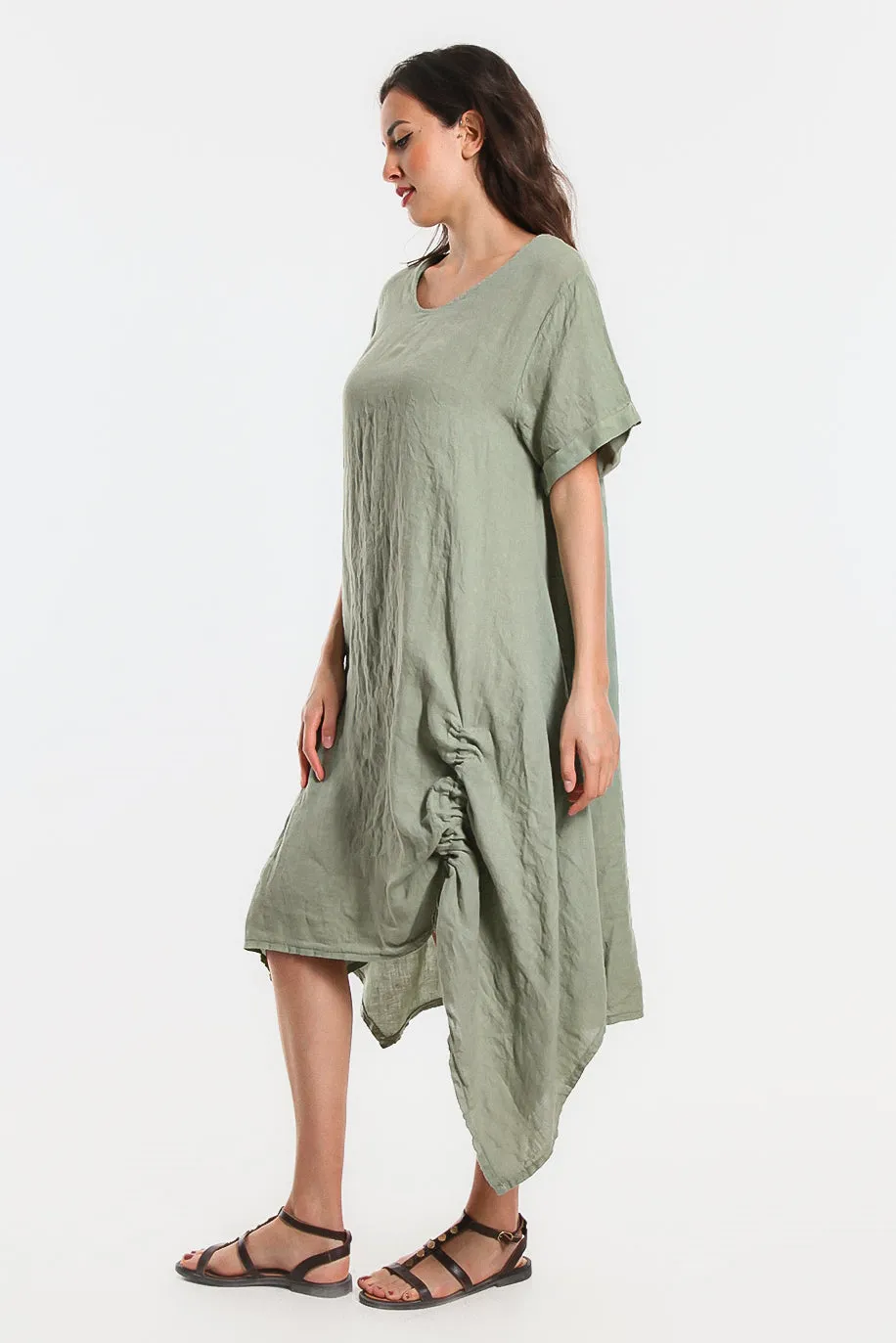 Jayde Drawstring Linen Dress - FINAL SALE