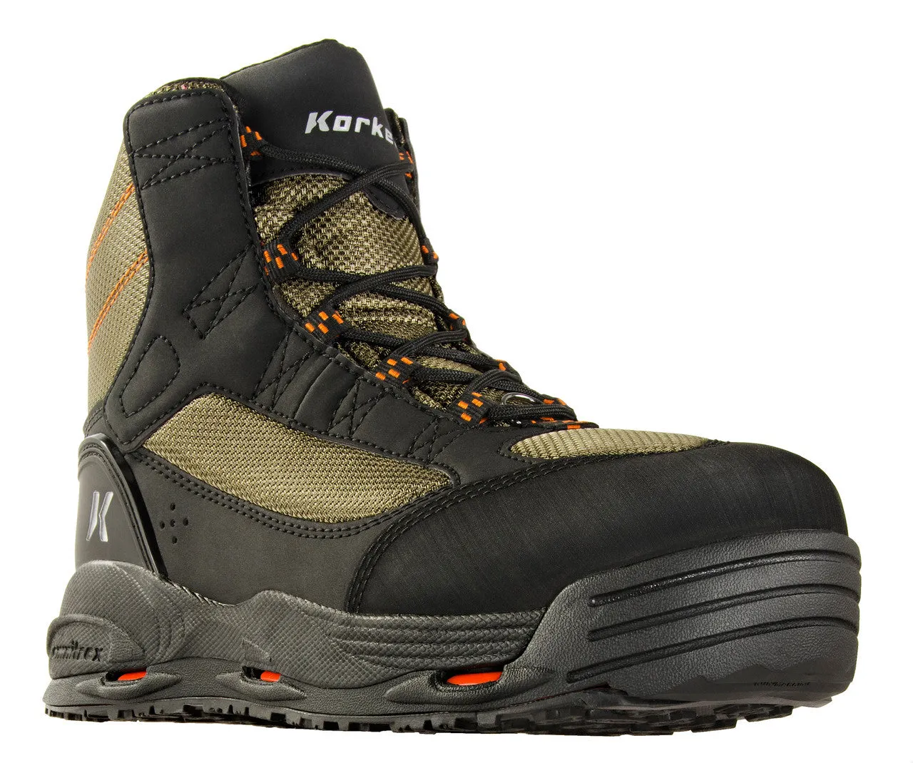 Korkers Mens Olive/Black Greeenback Wading Boots with Felt & Kling-On Soles