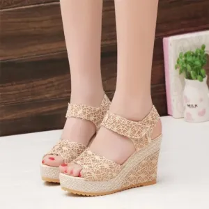 Lace Detail Open Toe High Heel Sandals