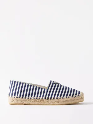 Logo-plaque striped canvas espadrilles