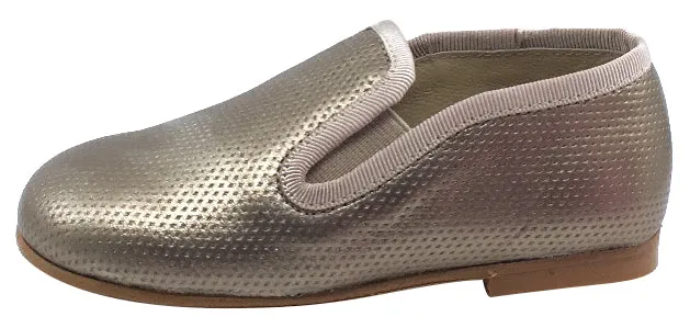 Luccini Slip-On Smoking Loafer, Perforated Bronze