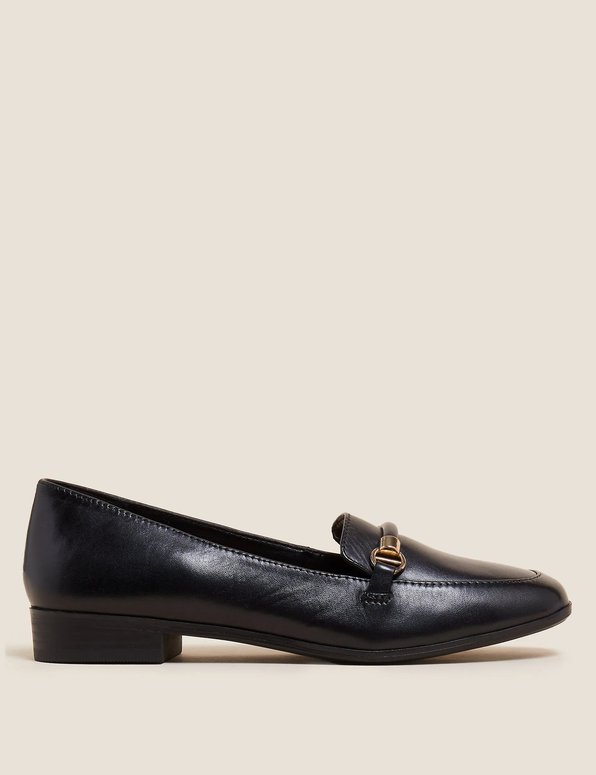 Marks & Spencer Leather Flat Loafers, Black