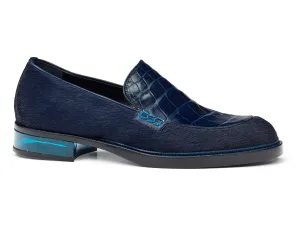 Mauri 4799 Indigo Blue Gallia Alligator & Pony Hair Loafers