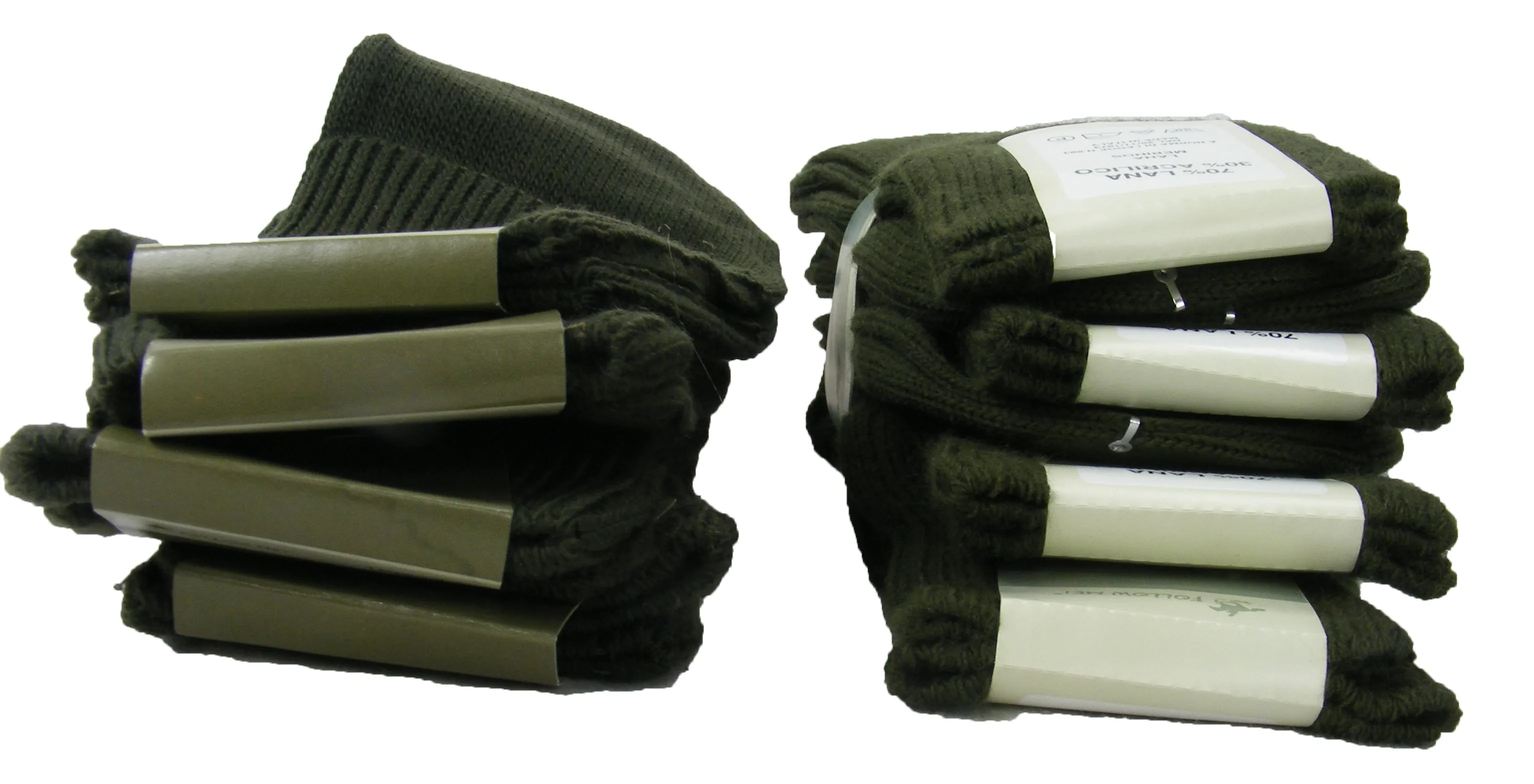 MULTI-PACK - Italian Army Socks - Olive Drab - Unissued - Follow Me! Brand - PACK OF FOUR PAIRS