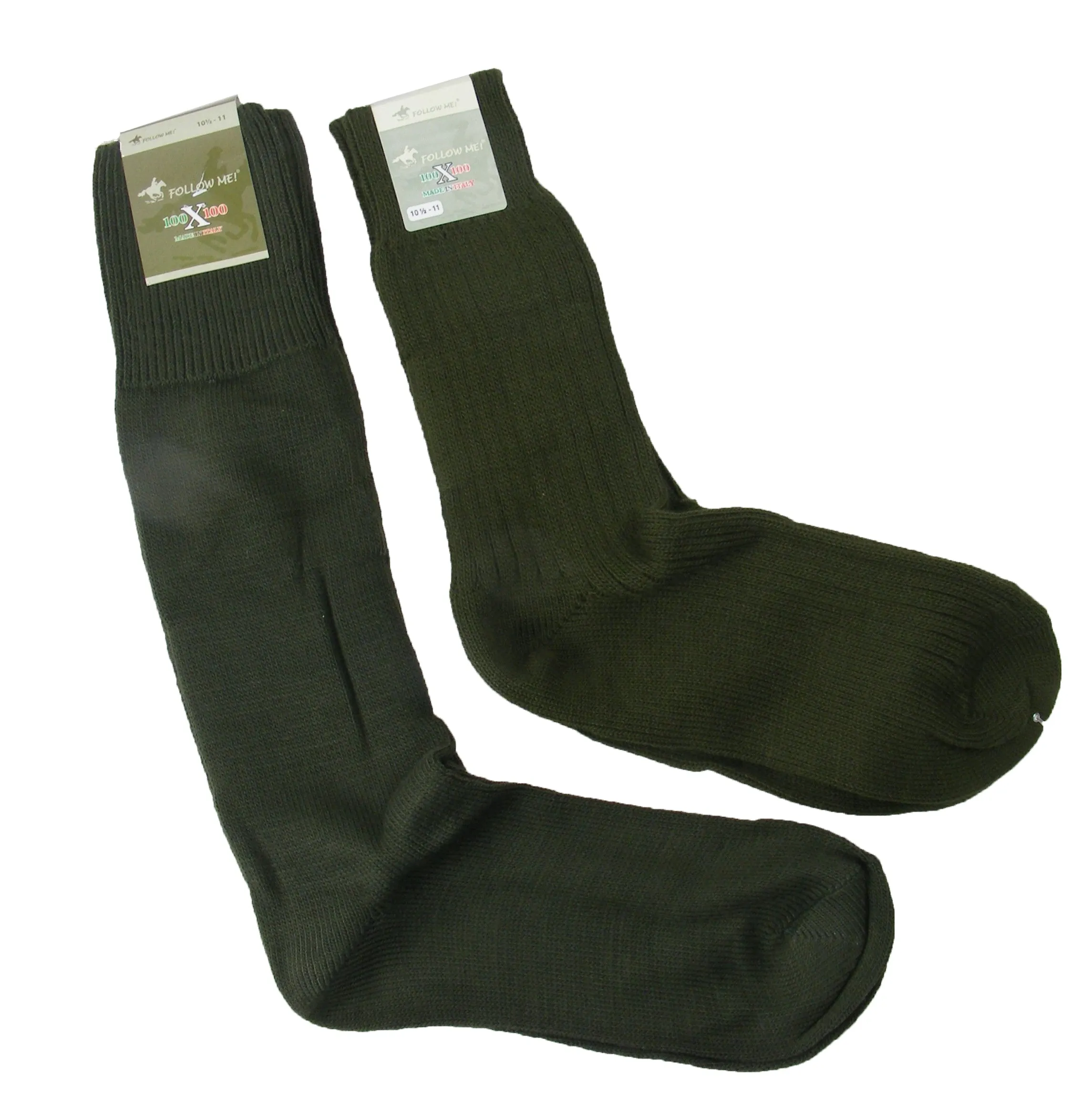 MULTI-PACK - Italian Army Socks - Olive Drab - Unissued - Follow Me! Brand - PACK OF FOUR PAIRS