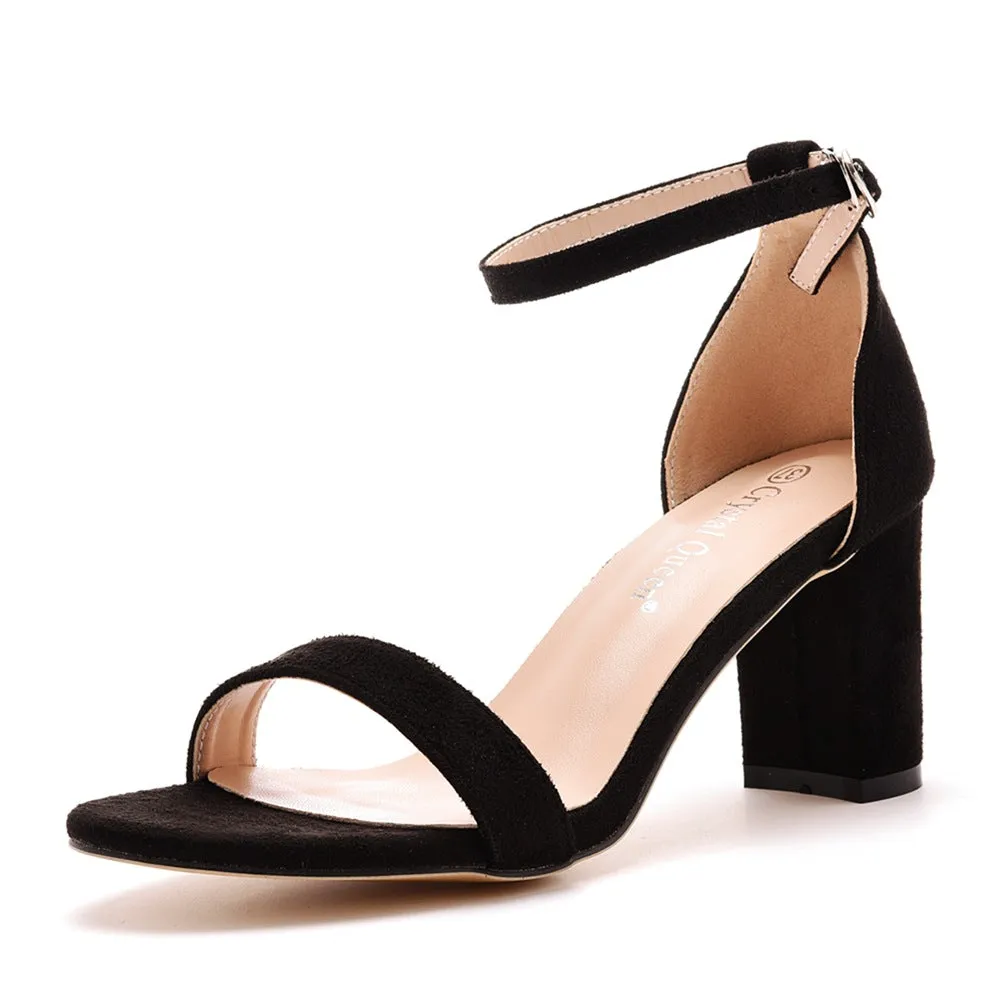 Open Toe Brief One-strap Buckle Chunky Heel Sandals