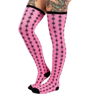 Pink Spider Thigh High Socks