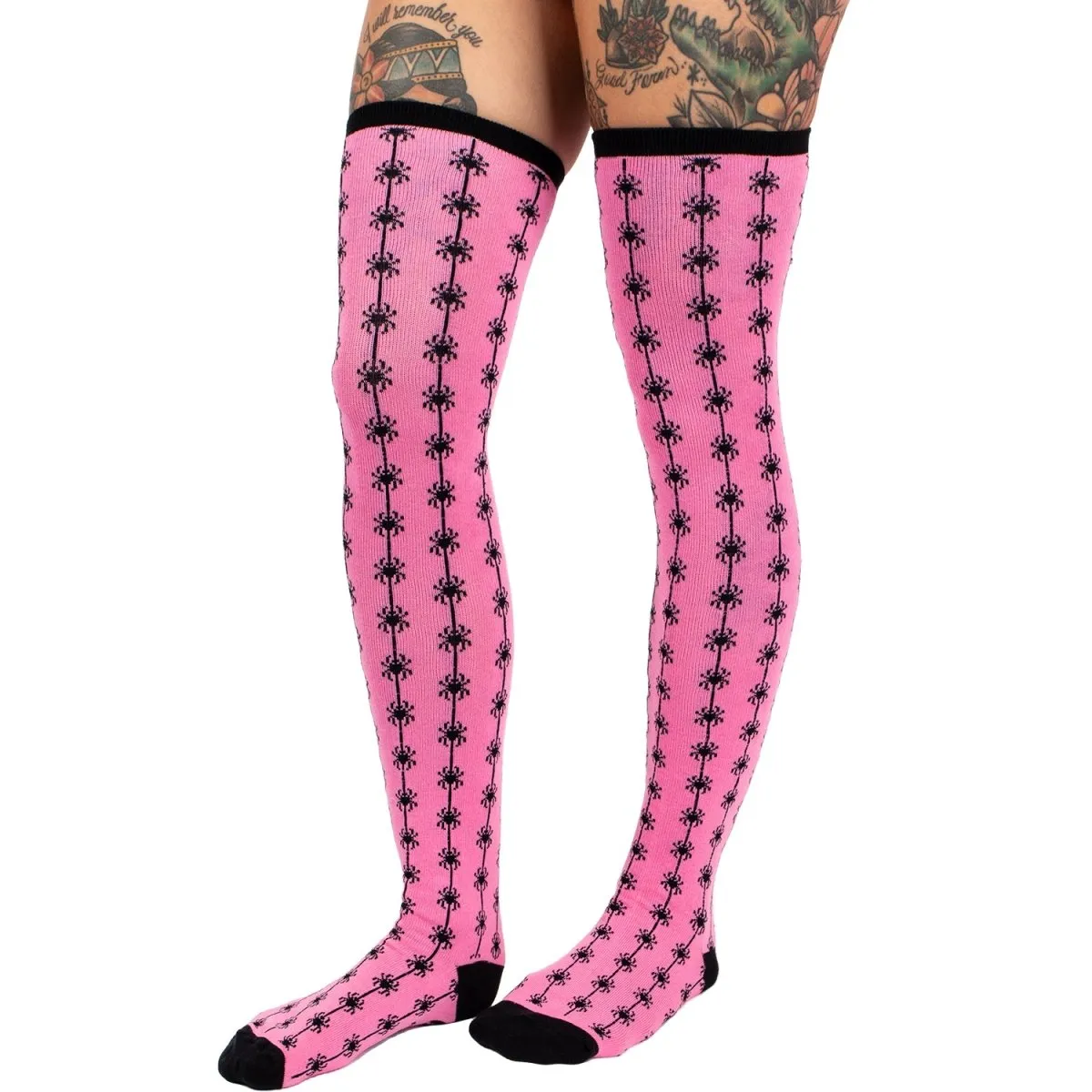 Pink Spider Thigh High Socks