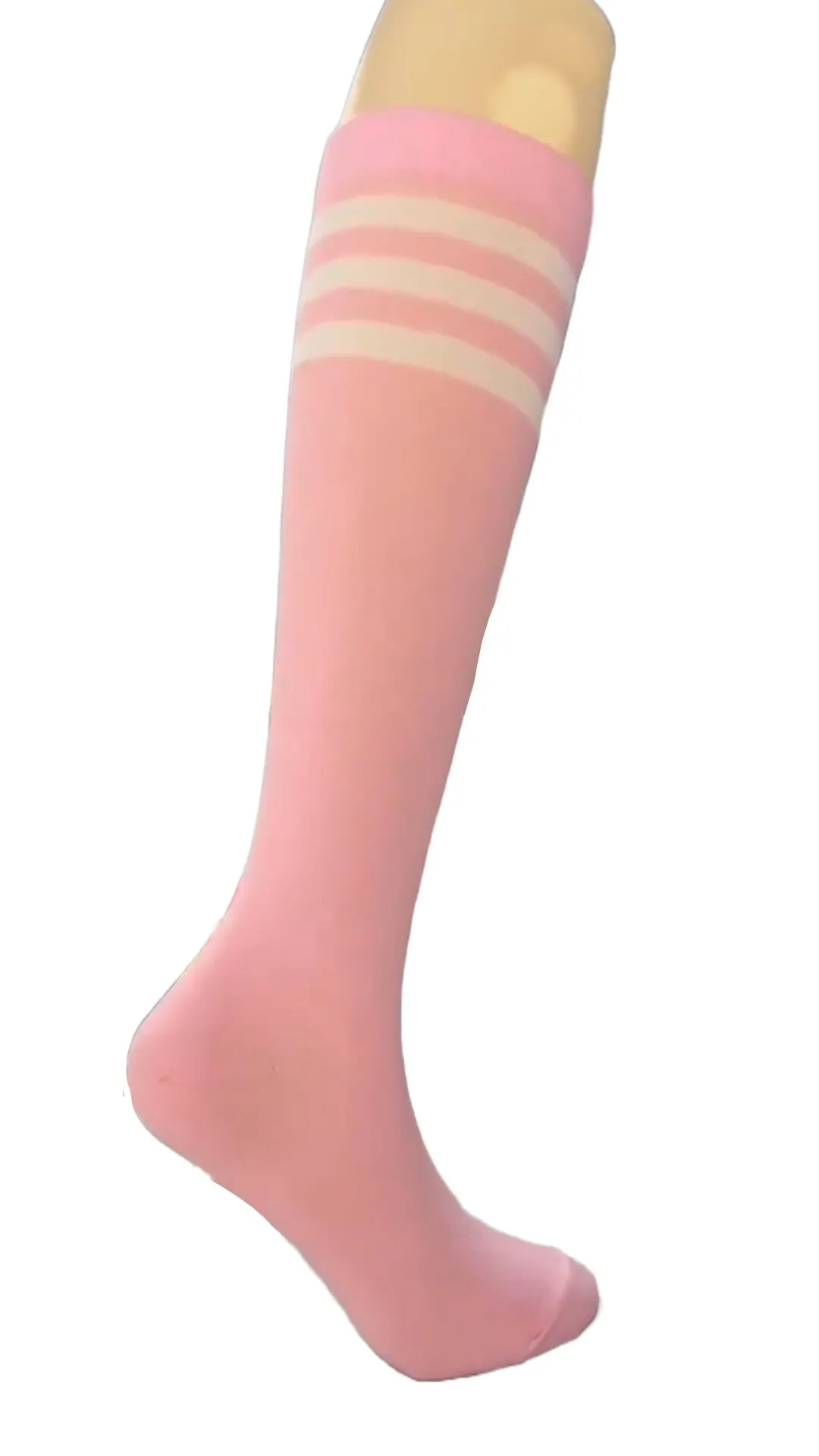 Pink Striped Thigh High Compression Socks