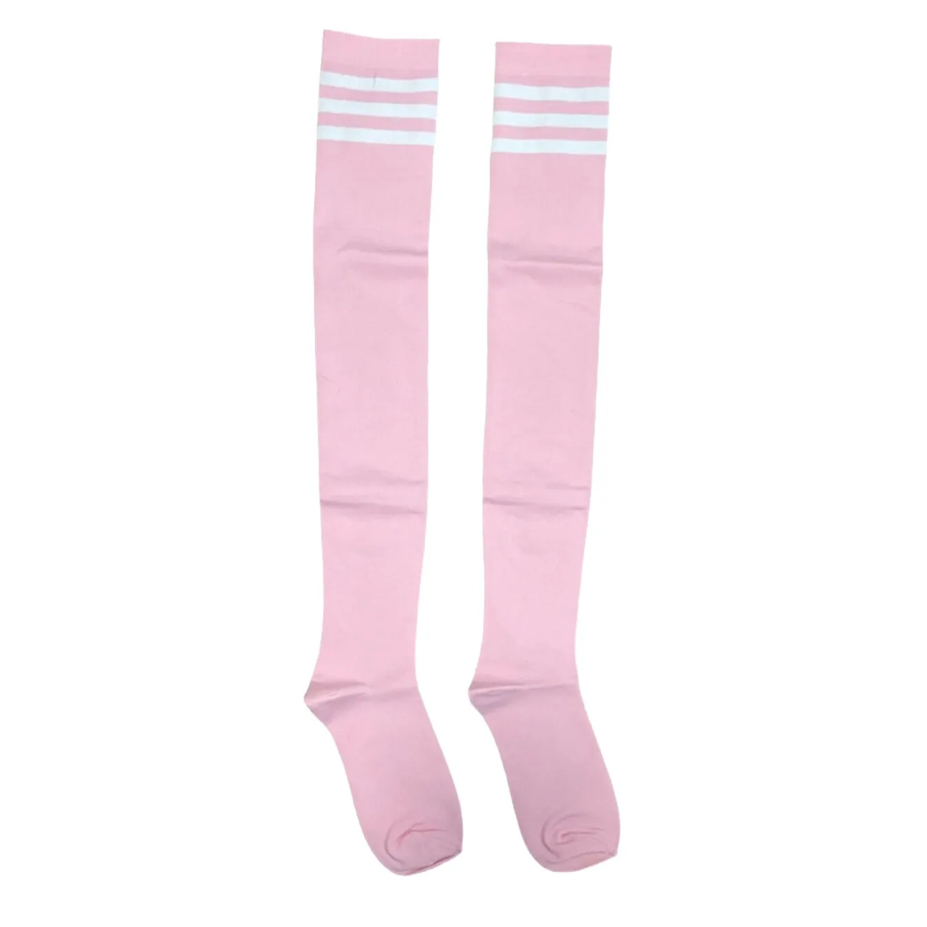 Pink Striped Thigh High Compression Socks