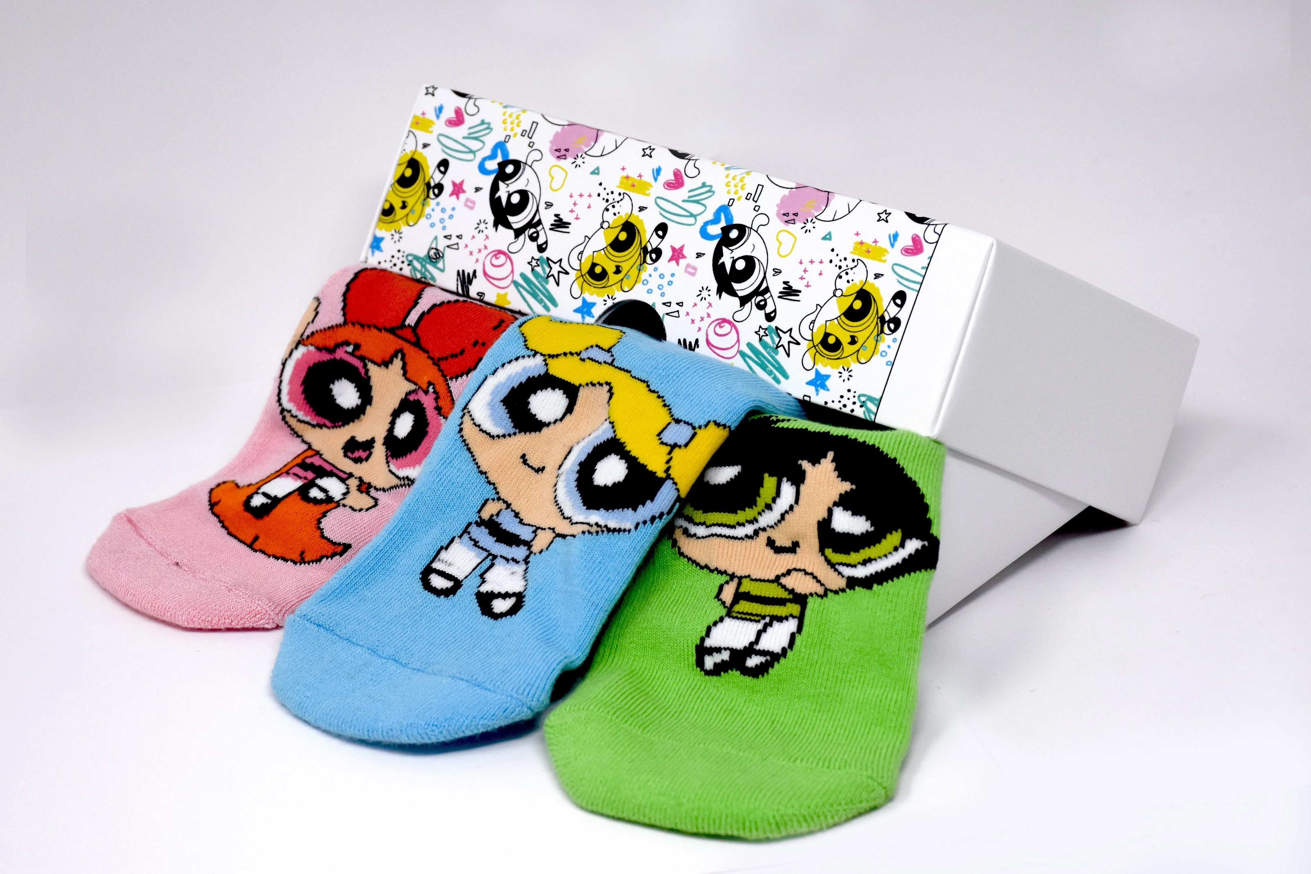 Powerpuff Girls By Balenzia Low Cut Socks for Kids (Pack of 3 Pairs/1U)(4-6 YEARS)