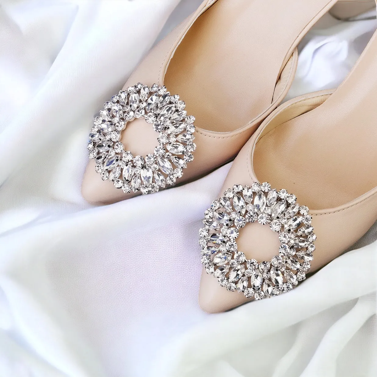 Round Enchanted Rhinestone Bridal Shoe Decorative Clips