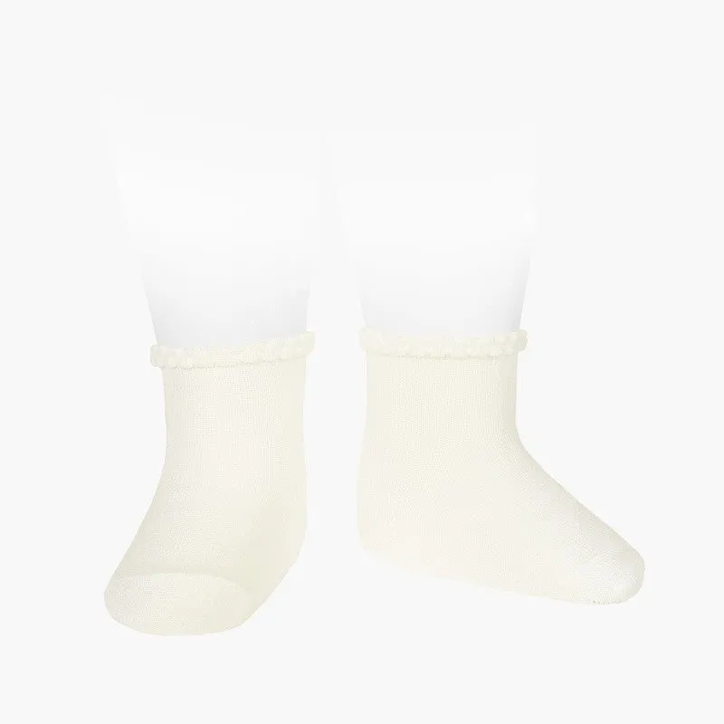 Short Sock with Patterned Cuff