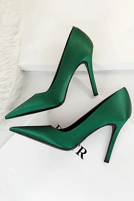 Simple Stiletto Solid Color Satin High Heels