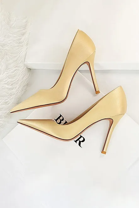 Simple Stiletto Solid Color Satin High Heels