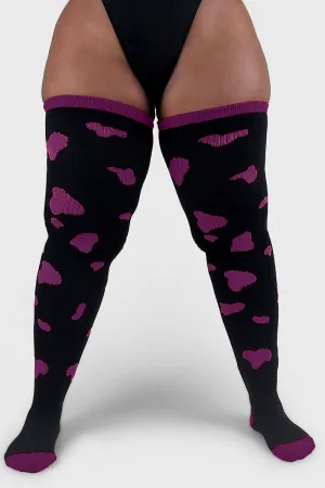 Thunda Tūbbies - Cow Print (Black w/Purple Spots)