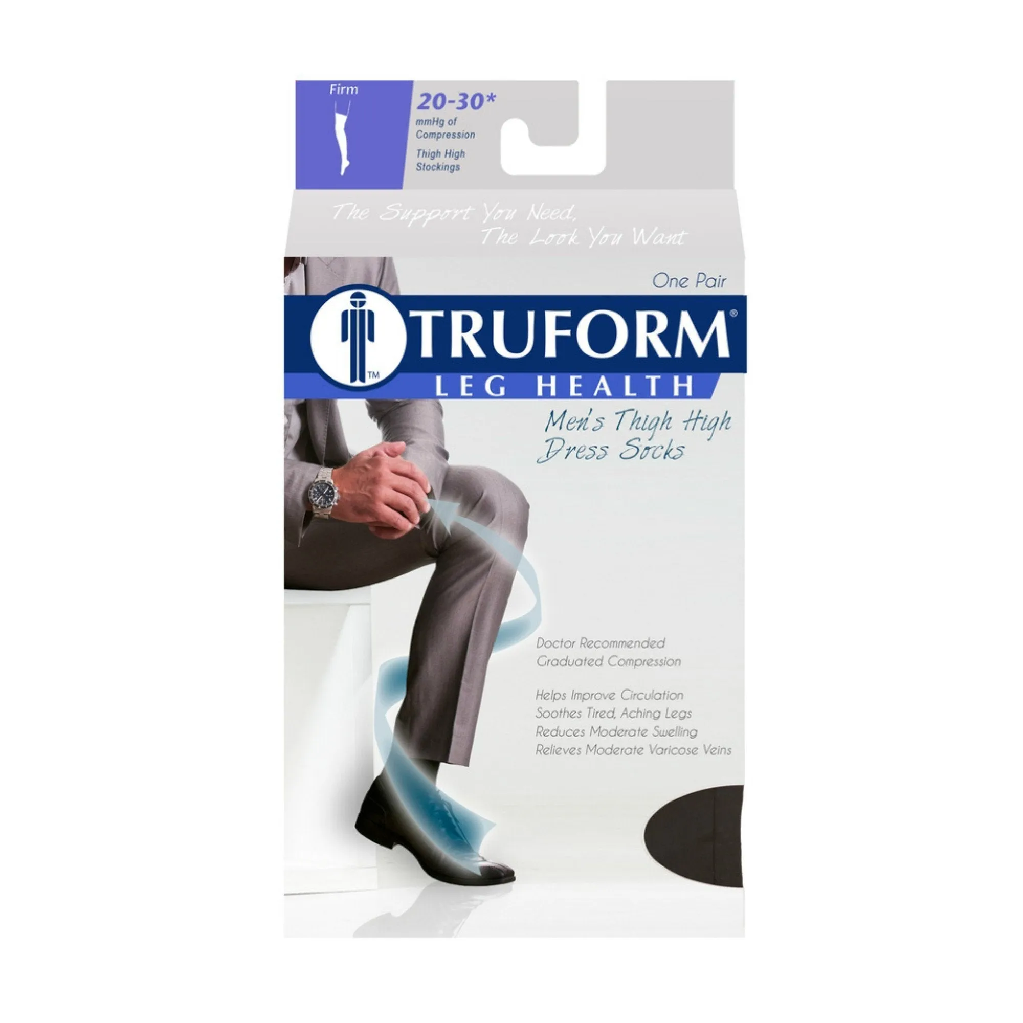 TRUFORM® Men's Dress Thigh High 20-30 mmHg