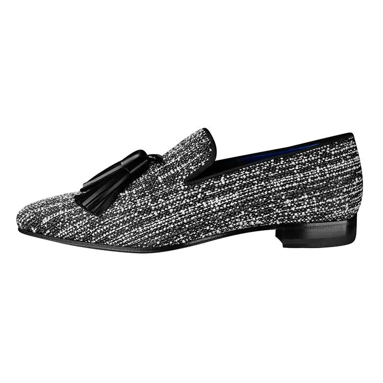 Tweed Carbone Tassel Loafer