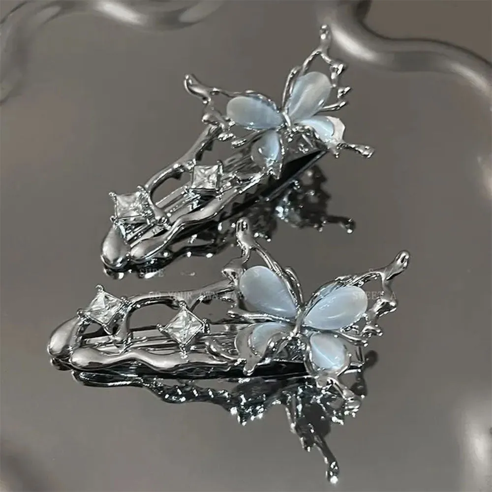 Y2K Liquid Metal Butterfly Hair Clips