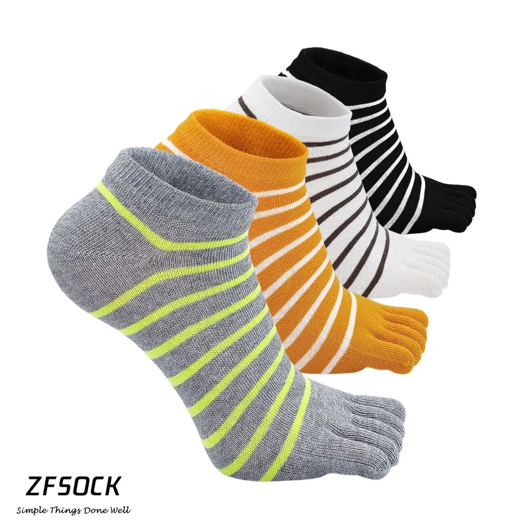 ZFSOCK 5 Finger Cute Stripes Design Toe Socks for Women  Gift Ideas for Women, 4 Pairs