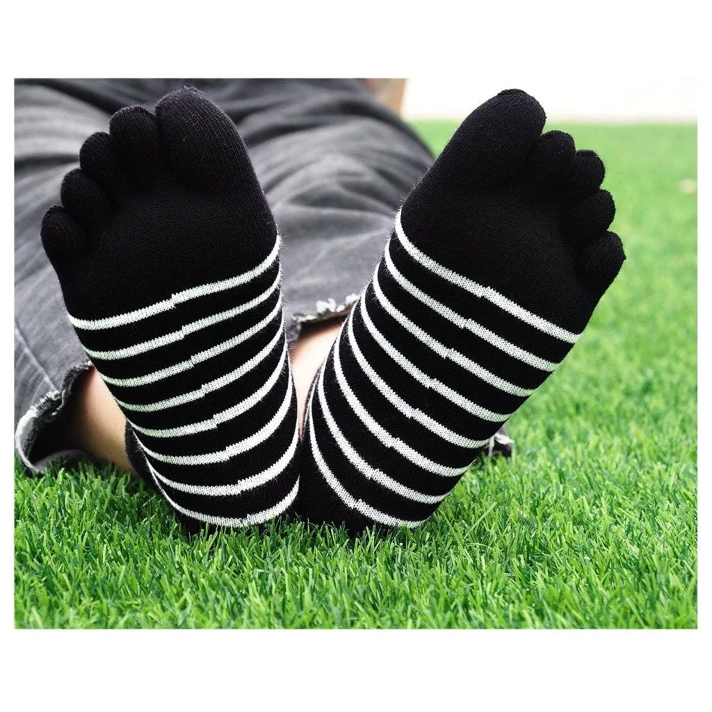 ZFSOCK 5 Finger Cute Stripes Design Toe Socks for Women  Gift Ideas for Women, 4 Pairs