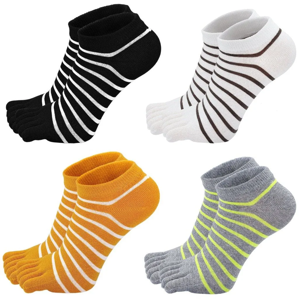 ZFSOCK 5 Finger Cute Stripes Design Toe Socks for Women  Gift Ideas for Women, 4 Pairs